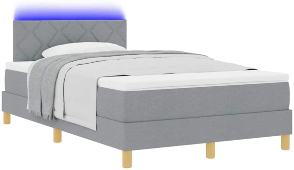 vidaXL LED Boxspringbett mit Matratze Hellgrau 120 x 200 cm Stoff 3342506 Bild 2