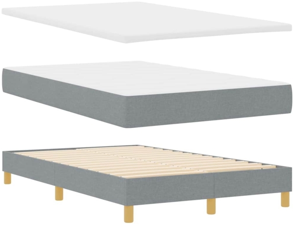 vidaXL LED Boxspringbett mit Matratze Hellgrau 120 x 200 cm Stoff 3342506 Bild 5