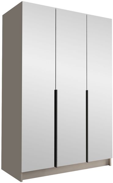 Mirjan24 'Cikzori' Kleiderschrank mit Einlegeböden und Kleiderstange, 3-türig, Laminatplatte, 215 x 58 x 150 cm, Cashmere / Schwarz, mit Spiegelfront Bild 3