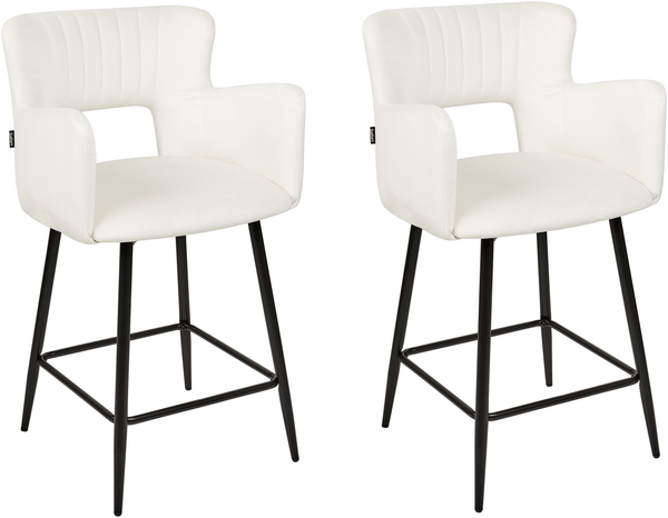 Set mit 2 Barstühlen SANILAC Samtstoff Creme