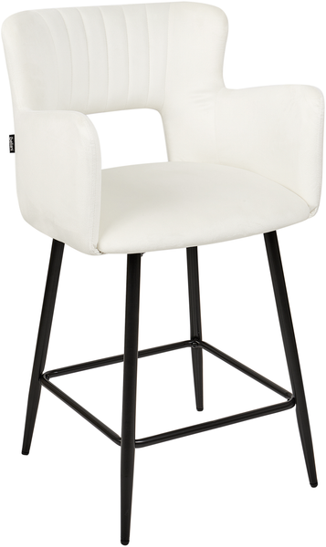 Set mit 2 Barstühlen SANILAC Samtstoff Creme Bild 5