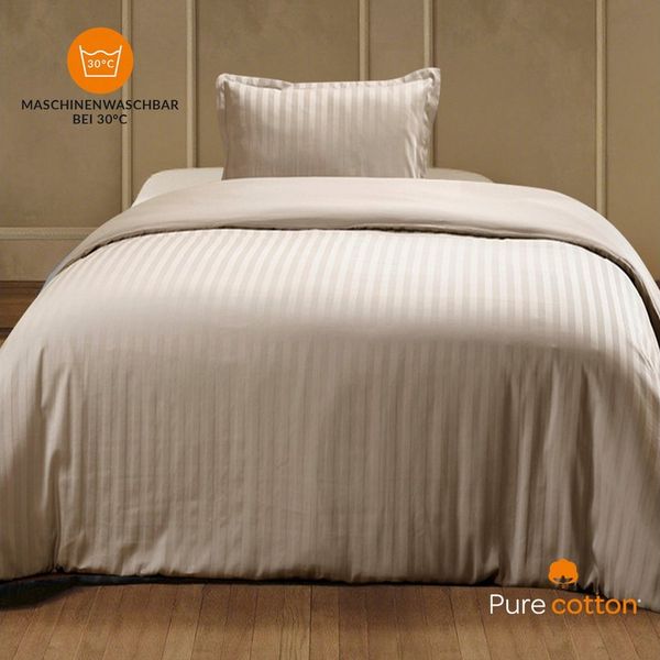 Pure cottom Bettwäsche Satin-Bettwäsche taupe, Baumwoll-Satin, verschiedene Größen