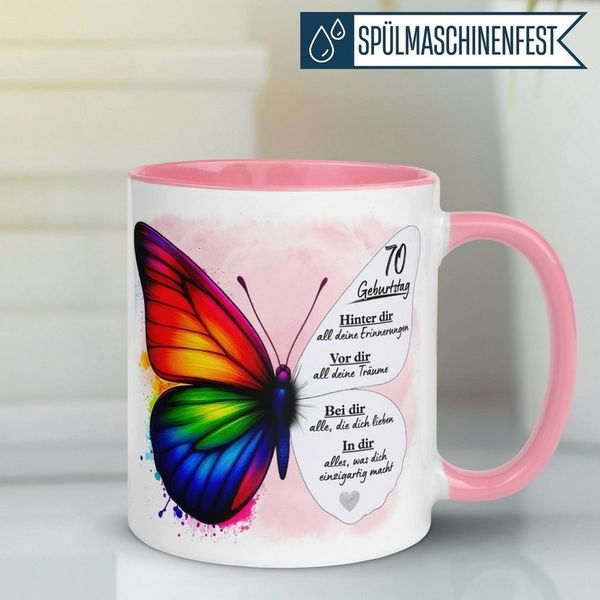 Momentals Tasse 70. Geburtstag Frau – Weil du einzigartig bist – Geburtstagsgeschenk, Gratis Versand · Links-&Rechtshänder · Spülmaschinenfest