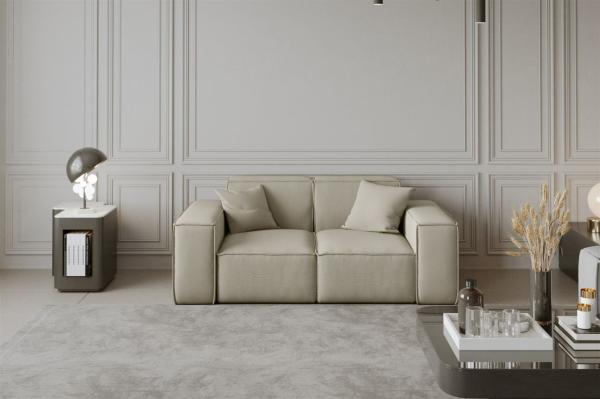 Sofa Designersofa CELES 2-Sitzer in Stoff Opera Velvet Creme