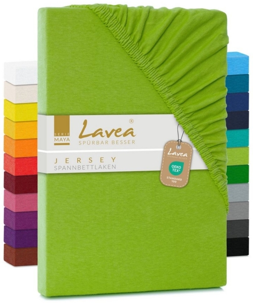 Lavea Spannbettlaken Maya, in Gr. 60x140, 90x200, 120x200, 140x200, 180x200 oder 200x220 cm, 100% Baumwolle, Gummizug: rundum, (1 Stück), Jersey Spannbetttuch für Topper, Boxspring- und Wasserbetten