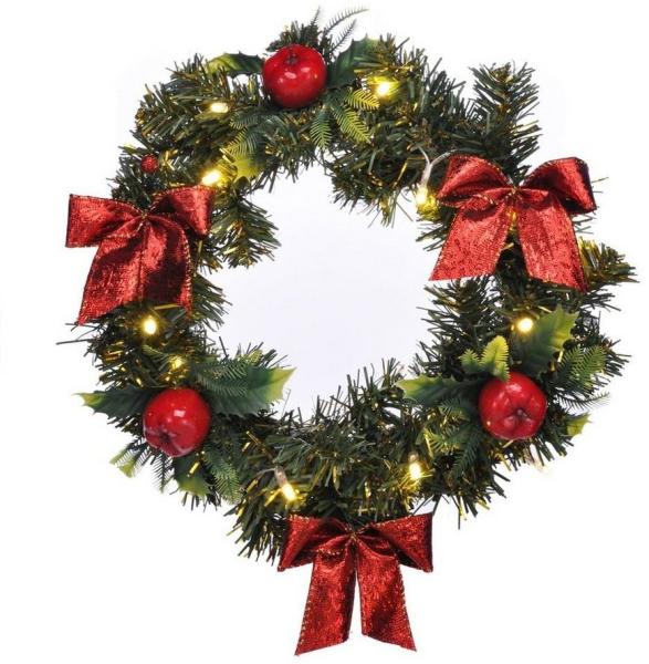 Haushalt International LED-Girlande Beleuchteter LED Weihnachts-Türkranz, Weihnachtsdekoration Adventsdeko Weihnachtsdeko