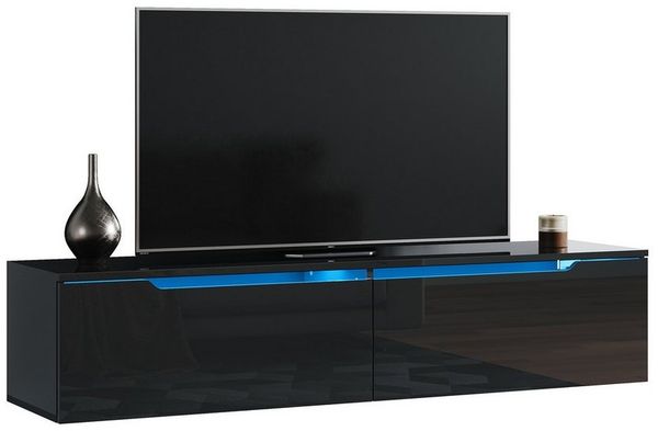 SONNI TV-Schrank Lowboard TV Schrank weiß/schwarz Hochglanz 100-200cm