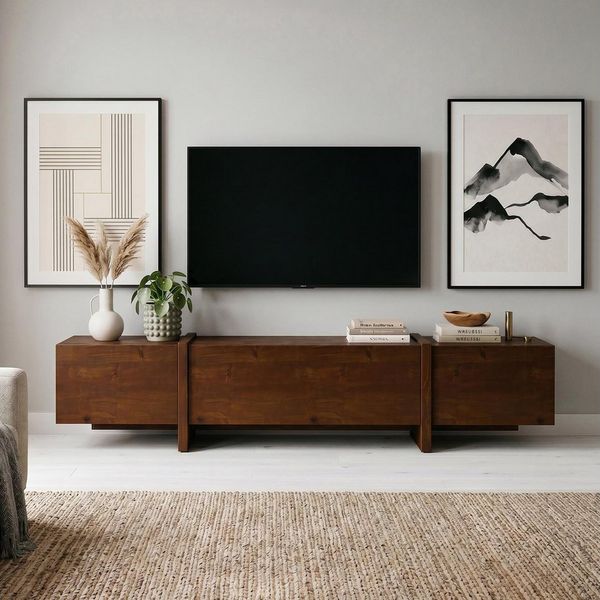 IDIMEX Lowboard LEILA, TV Lowboard 220 cm aus Massivholz mit viel Stauraum Kastanie Finish