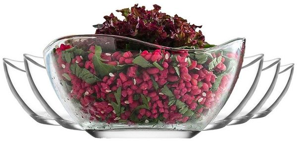 LAV Dessertschale Vira Glasschalen - 310 ml (10 1/2 oz), Glas, (6er-Set, 6-tlg), Geschwungene Form, ideal für Desserts, Snacks, Dips