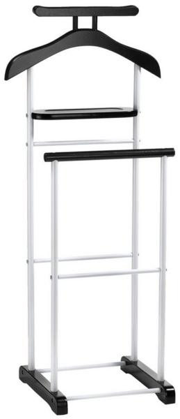 CARO-Möbel Herrendiener MEDINA, Kleiderablage mit Hosenbügel Kleiderständer Kleiderdiener weiß/schwarz