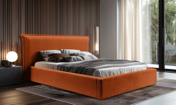 Polsterbett Doppelbett Bett AMADA 180x200cm in Stoff Pop Kupfer