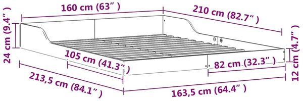 vidaXL Bettrahmen Wachsbraun 160 x 210 cm Massives Kiefernholz 873357 Bild 10