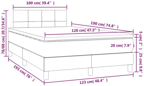 vidaXL Boxspringbett mit Matratze & LED Dunkelgrün 120x190 cm Samt 3270156 Bild 11