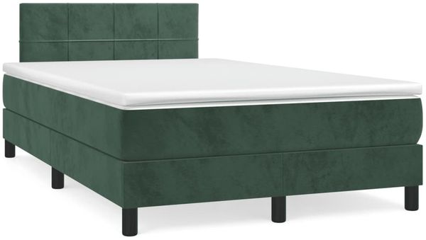 vidaXL Boxspringbett mit Matratze & LED Dunkelgrün 120x190 cm Samt 3270156 Bild 3
