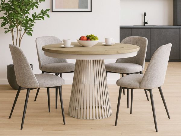 Beautysofa Esstisch Lumi im Loft-Stil, ausziehbar Ø 100–180 cm (hitze- und verfärbung beständig, Metallbeinen), verschiedene Farben