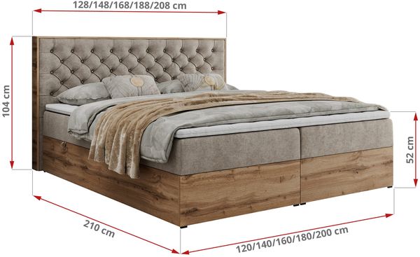 Boxspringbett mit Multipocket-Matratze und Zwei Bettkästen, Doppelbett mit Stauraum - ALBERO 3 - 160 x 200 cm - Beige Stoff - H3 Bild 6