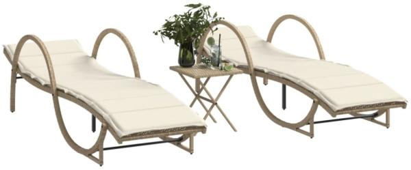 Sonnenliegen 2 Stk. mit Tisch Beige