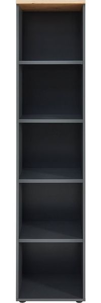 Regal Melanie / Memphis, Holzwerkstoff, Grau, Schwarz, Holzfarben, 45 x 197 x 38 cm