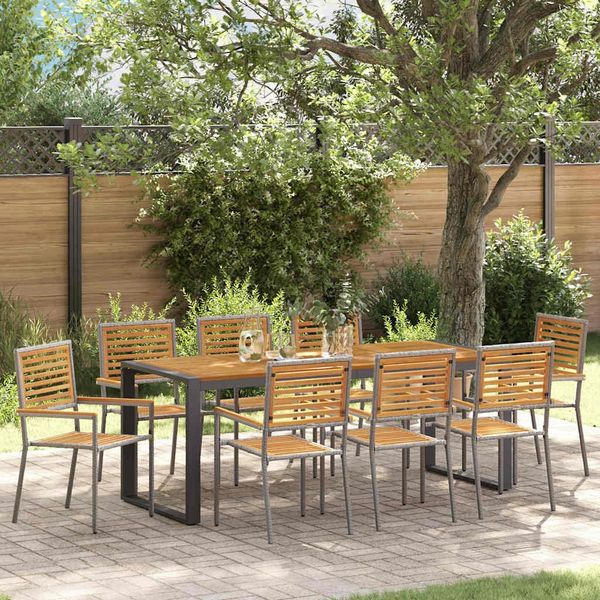 vidaXL Garten Essgruppe 9 pcs Grau und Braun Poly-Rattan 3365488