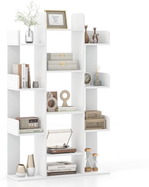 Bücherregal im Baumform Regal mit 13 offenen Fächern 86 x 24,5 x 141 cm Weiß Bild 2