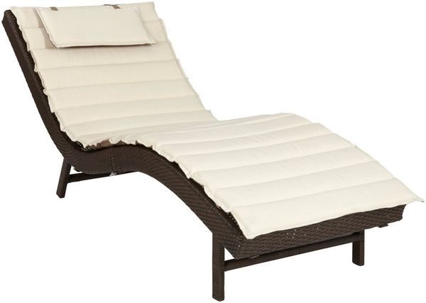 MERXX Gartenliege Piacenza, Polyrattan, braun, inkl. Wendeauflage Bild 5