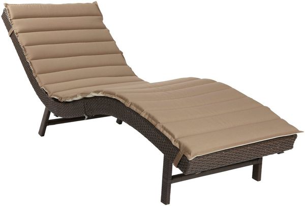 MERXX Gartenliege Piacenza, Polyrattan, braun, inkl. Wendeauflage Bild 3
