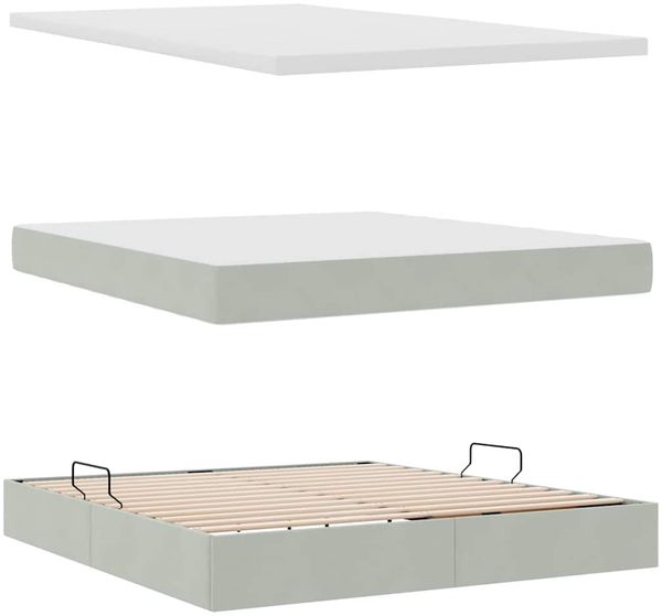 vidaXL LED-Speicherbett mit Matratze Hellgrau 160 x 200 cm Samt 3371523 Bild 9
