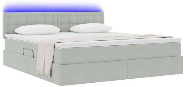 vidaXL LED-Speicherbett mit Matratze Hellgrau 160 x 200 cm Samt 3371523 Bild 3