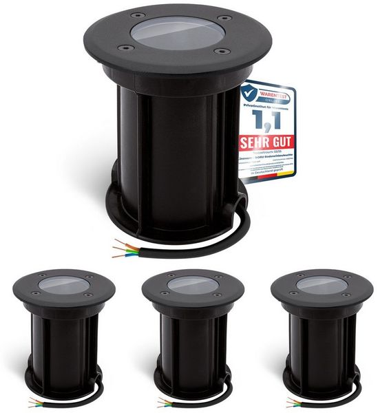 linovum LED Gartenstrahler 4x BORU Bodenleuchten schwarz IP67 Außenlampe Bodenstrahler Gartenspot