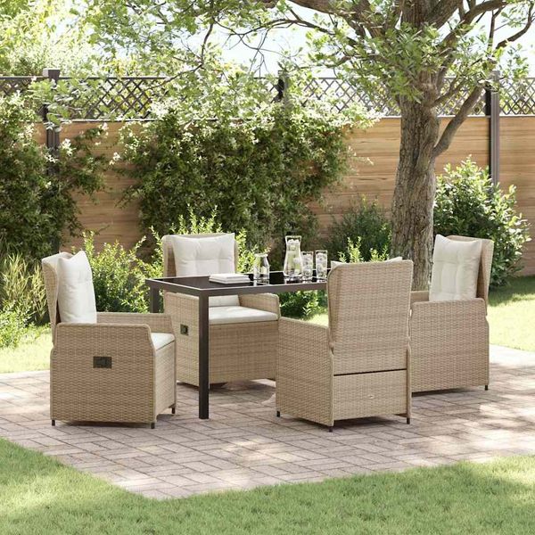 vidaXL Garten Essgruppe 5 pcs Beige und Hellgrau Poly-Rattan 3380969