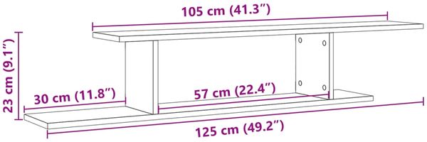 vidaXL TV-Wandregal Artisan-Eiche 125x18x23 cm Holzwerkstoff 856575 Bild 9