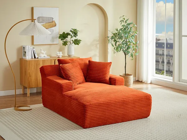 Vente-unique - DONILIA Chaise longue Samt Rot - B 168 cm x H 72 cm x L 120 cm