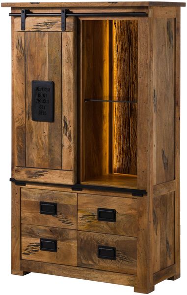 Schrank Mango / Altholz 90x45x150 natur lackiert RAILWAY LUX #115