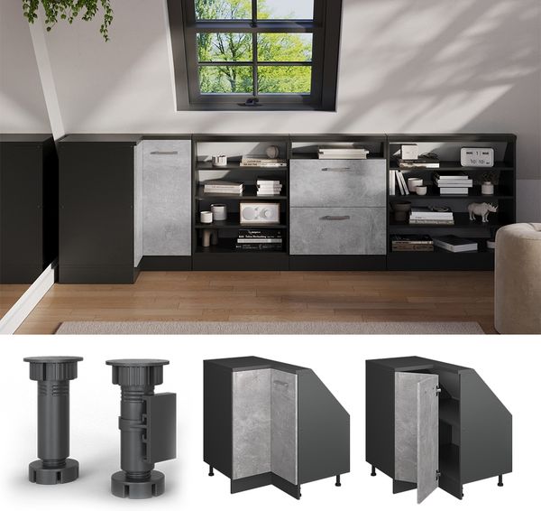 Dachschrägenschrank Eckschrank Rion Beton/Anthrazit 75.6 x 81.6 cm mit 1 Tür Vicco Bild 5