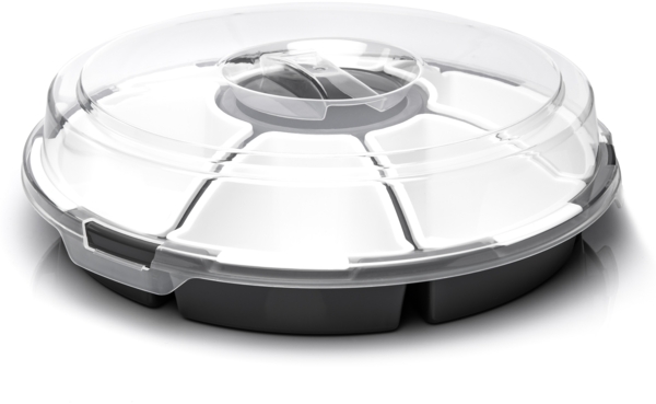 BigDean Snackschale Servierplatte Servierschalen Set mit Deckel Snackteller Servierschale Ø 32cm - Servierset mit 6 herausnehmbaren Schalen - Tapas Schalen Set Snacktray Antipasti Teller