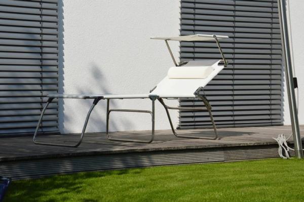 Dreibeinliege Amigo BIG mit Sonnenblende aus Aluminium, Taupe