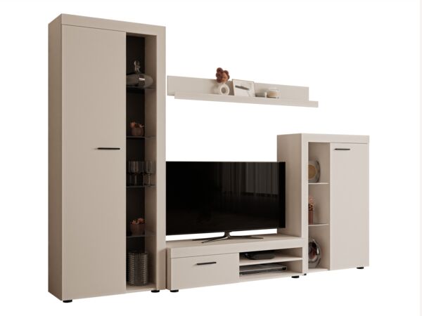 Wohnwand Rango (Farbe: Sandbeige, ohne Beleuchtung)