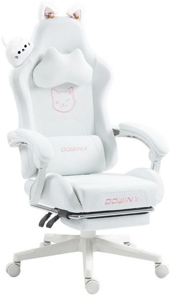 Dowinx Gaming-Stuhl Süße Katze Edition (Packung), Ergonomischer Stuhl mit Hoher Rückenlehne und Lendenwirbelstütze