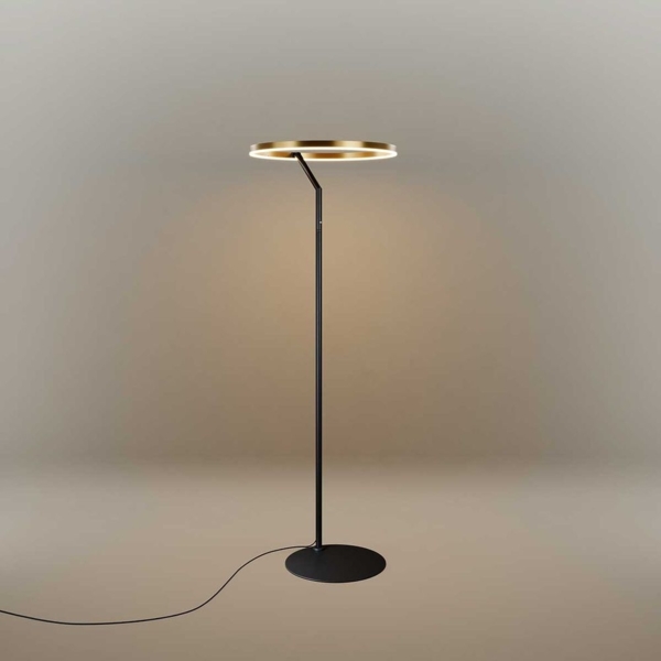 s.luce Ring LED-Stehleuchte Ø 60cm mit Touchdimmer Gold, Schwarz