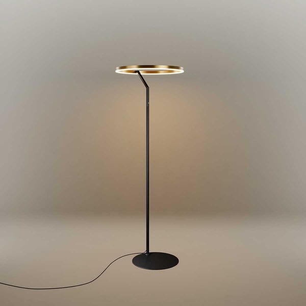 s.luce Ring LED-Stehleuchte Ø 60cm mit Touchdimmer Gold, Schwarz