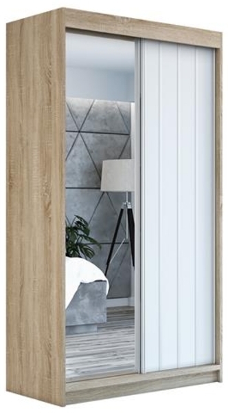 Schwebetrenschrank VIGO 2-trig Schrank 180 cm (mit Spiegel) Farbe: Sonoma , wei