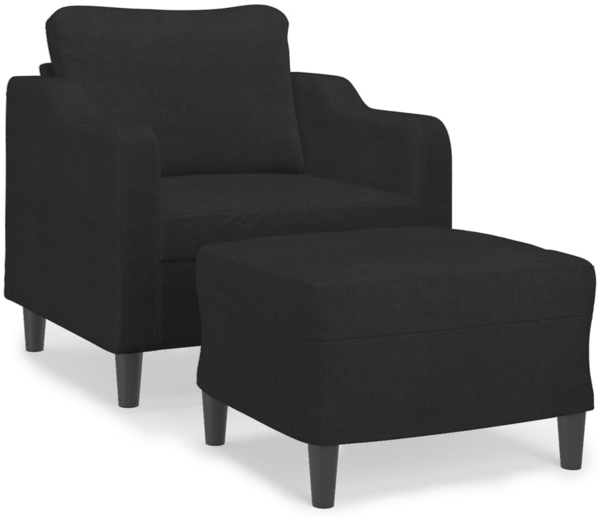 vidaXL Sessel mit Hocker Schwarz 60 cm Stoff 3201131