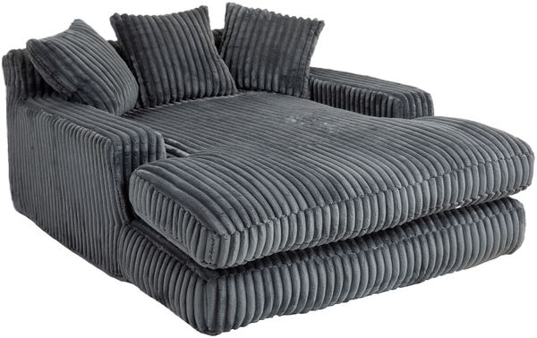 LVHOM Lazy Sofa Cordstoff mit Kissen, Bodensofa 125 × 155 × 63 cm, Schlafsofa Couch mit Memory-Schaum, Chaiselounge Sessel, Dunkelgrau