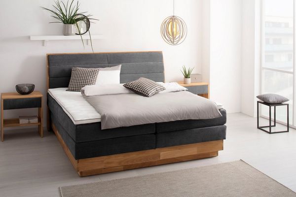 OTTO home Boxspringbett JENNA in verschiedenen Farben und Breiten erhältlich, LED-Beleuchtung, mit zertifizierten, recycelten Bezugsstoffen