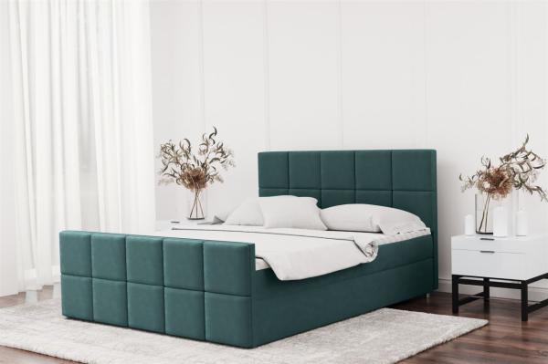 Boxspringbett Schlafzimmerbett JOST 200x200cm in Stoff Matt Velvet Türkisblau