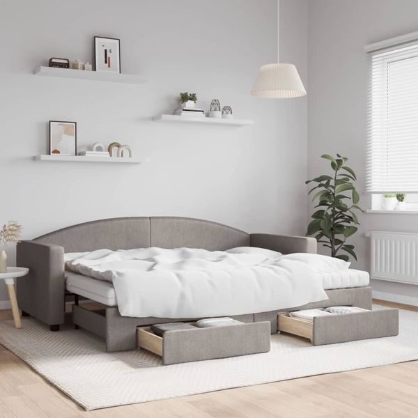 vidaXL Tagesbett Ausziehbar mit Schubladen Taupe 80x200 cm Stoff 3197240