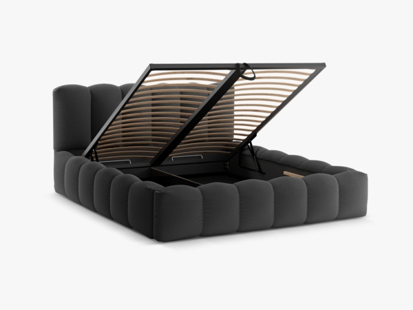 Micadoni Stauraumbett mit Kopfteil Lupine Strukturierter Stoff Moly Anthrazit 160x200 Bild 3