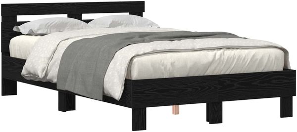 vidaXL Bettrahmen Schwarz Eichen-Optik 120 x 190 cm Holzwerkstoff 3333959 Bild 2
