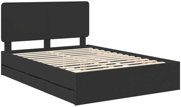 vidaXL Bettrahmen mit Schubladen Schwarz 140 x 190 cm Ingenieurs Holz 3412596 Bild 4