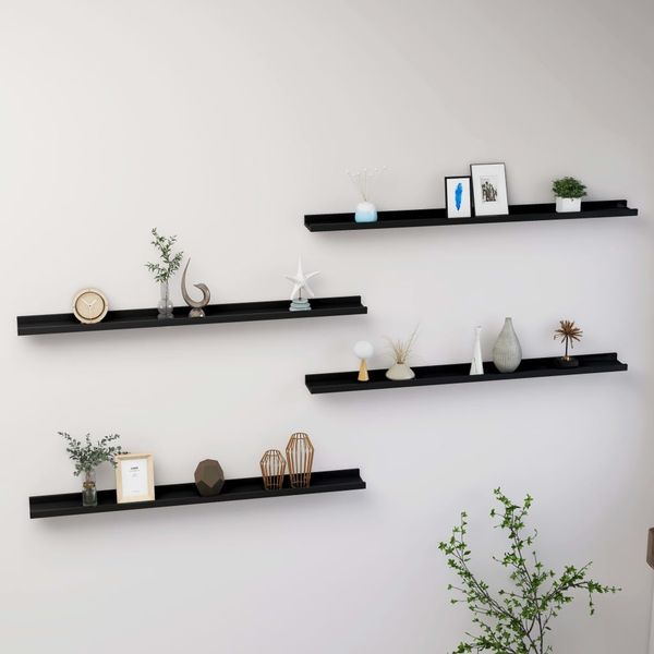 vidaXL Wandregale 4 Stk. Schwarz 100x9x3 cm 326670